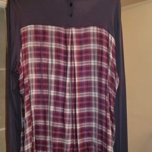 LOGO Limited Edition Lace plaid top w/ buttons